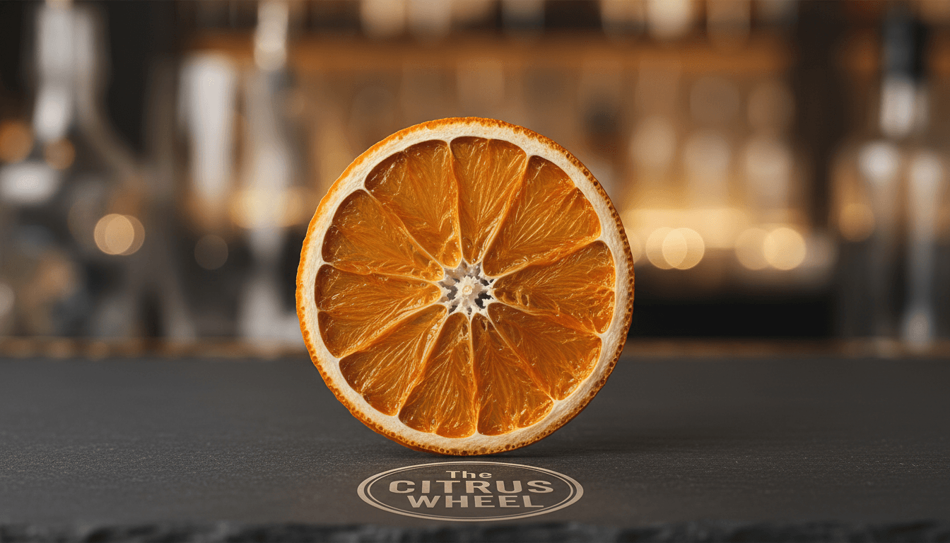 Dehydrated orange wheel garnish