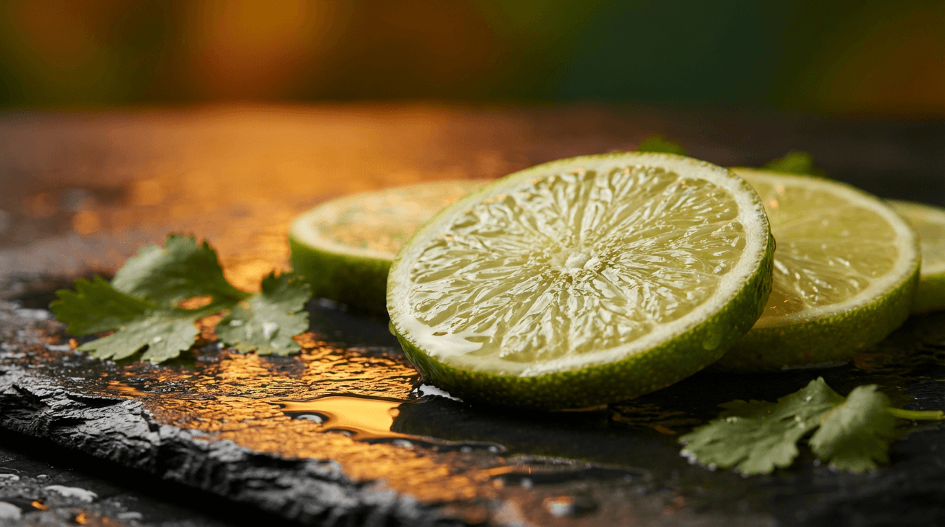 dehydrated citrus wheels arranged on a dark surface
